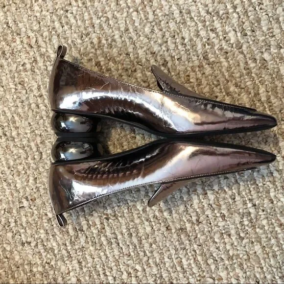NEW Jeffrey Campbell Viona Metallic Pointed Toe Loafer Size 6 Low Round Heel